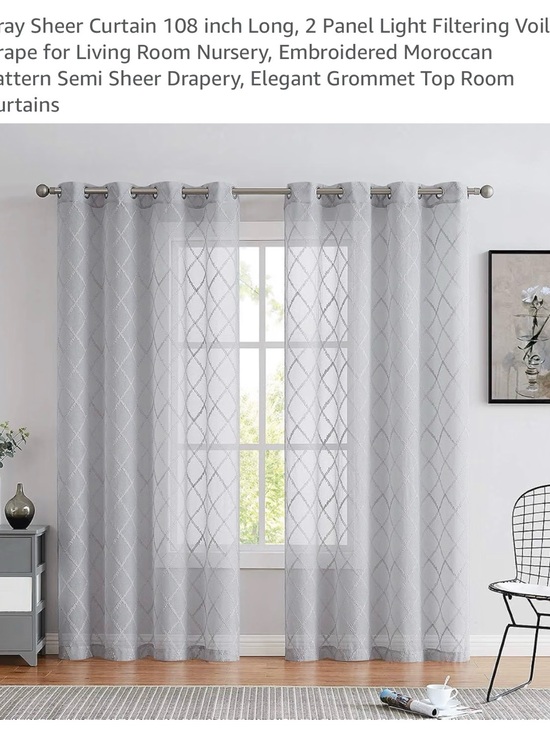Other - Semi Sheer Embroidered Moroccan Pattern Grommet Curtains - (2 Panel) 52” x 108”